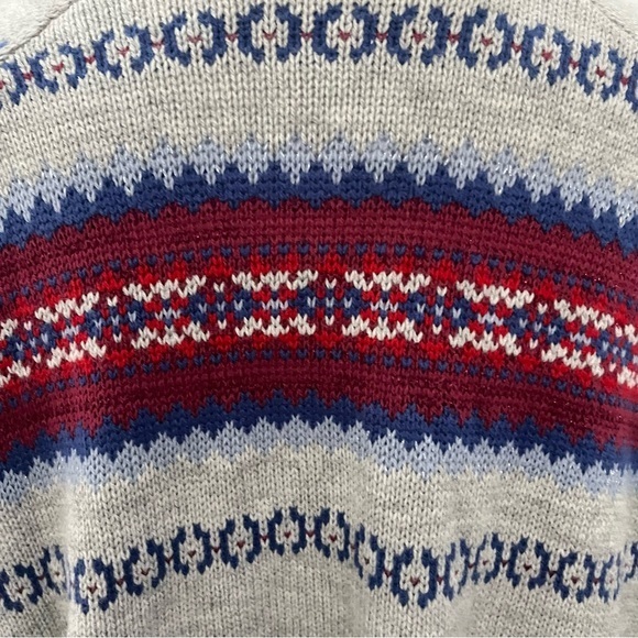 Lane Bryant Open Front Fair Isle Cardigan 14/16 Gray Red Metallic Thick Knit NWT - Picture 7 of 16
